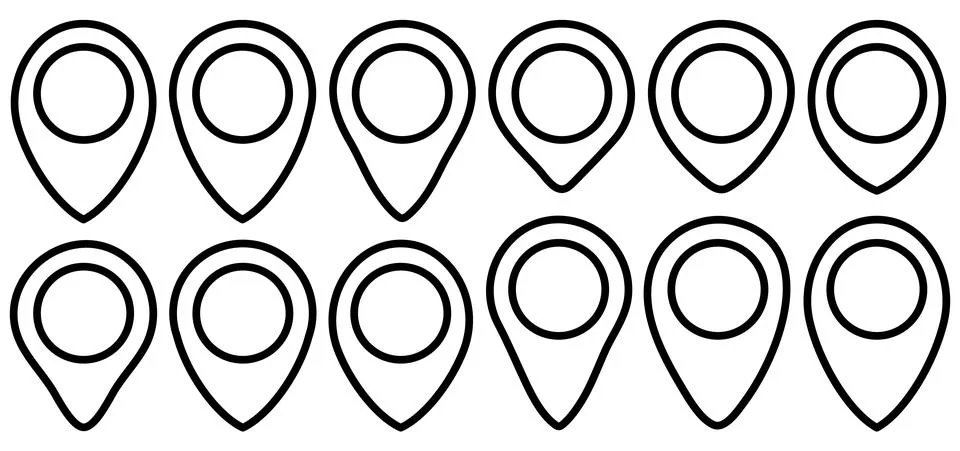 Set of Map pointer. Location symbols. Web location point icon, pointer arrow  Stock Illustration