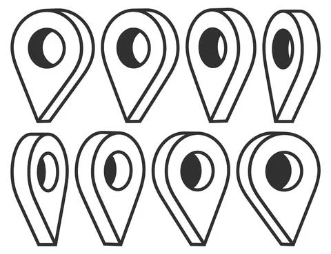 Set of Map pointer. Location symbols. Web location point icon, pointer arrow  Stock Illustration