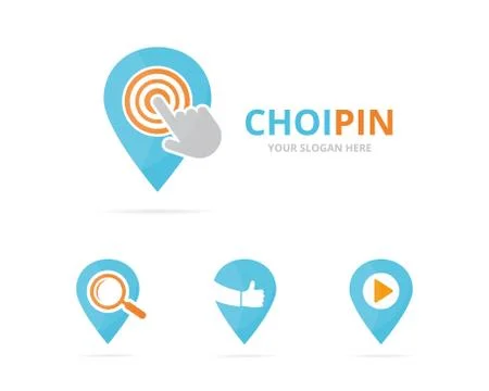 Set of map pointer logo combination. GPS locator and cursor symbol or icon Illustrazione stock