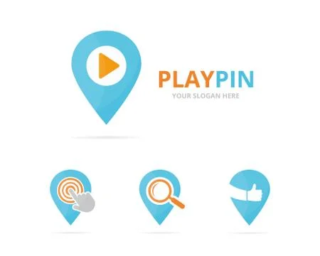 Set of map pointer logo combination. GPS locator and record symbol or icon Illustrazione stock