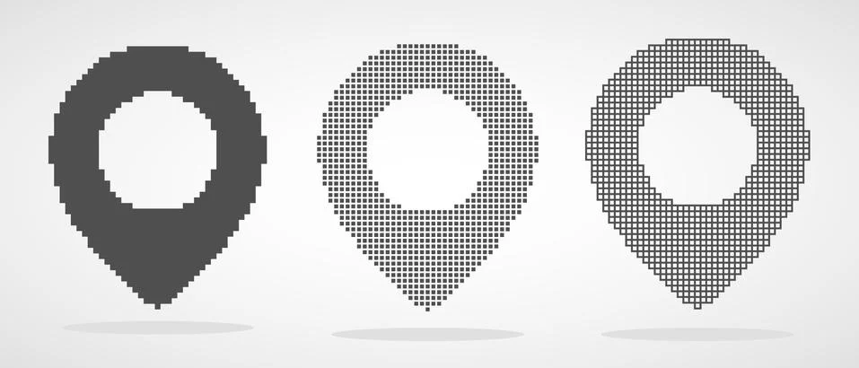 Set of map pointer in pixel art design. Vector illustration. Illustrazione stock