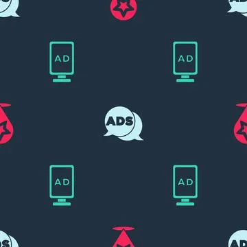 Set Map pointer with star, Advertising and on seamless pattern. Vector Illustrazione stock