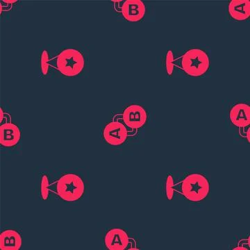 Set Map pointer with star and Route location on seamless pattern. Vector Illustrazione stock