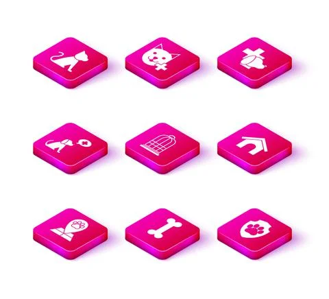 Set Map pointer with veterinary medicine hospital, Dog bone, Veterinary clinic Stock Illustration