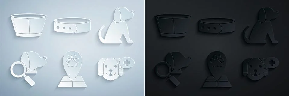 Set Map pointer with veterinary medicine hospital, Dog, Veterinary clinic s.. Stock Illustration