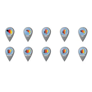 Set Of Map Pointers With Belgium Province Maps Stock Illustration