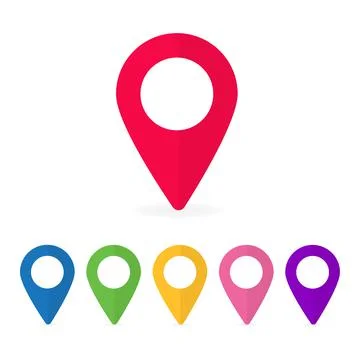Set of map pointers of different colors. Vector illustration. Stock Illustration