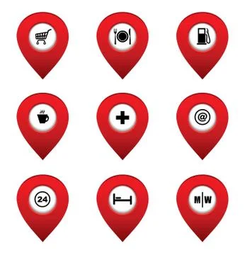 Set of map pointers. Stock Illustration