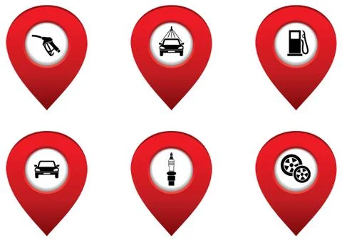 Set of map pointers. Stock Illustration