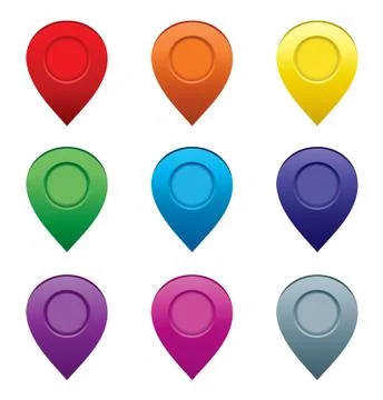 Set of map pointers. Stock Illustration