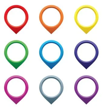 Set of map pointers. Stock Illustration