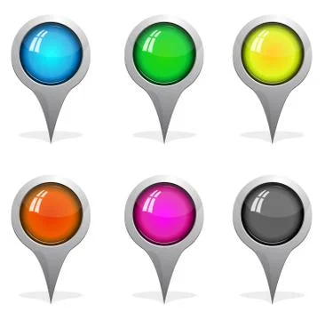 Set of map pointers Stock Illustration