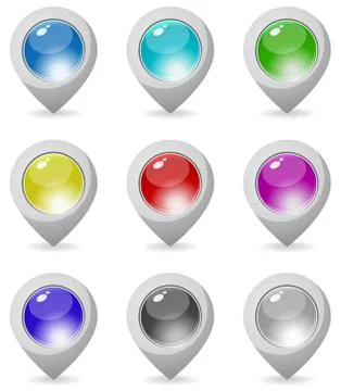 Set of map pointers Stock Illustration