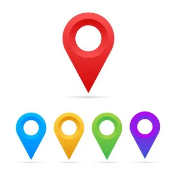 Set of map pointers on white background. Vactor stock illustration. Illustrazione stock