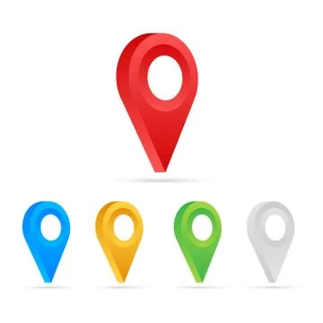 Set of map pointers on white background. Vactor stock illustration. Stock Illustration