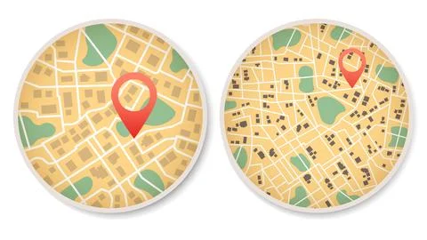 Set of maps abstract background with markers. Map with red point. Local street Stock Illustration
