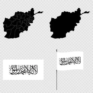 Set of maps, flag and flagpole of Afghanistan. Vector illustration. Illustration