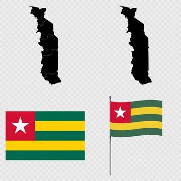 Set of maps, flag and flagpole of Togo. Vector illustration. Illustrazione stock