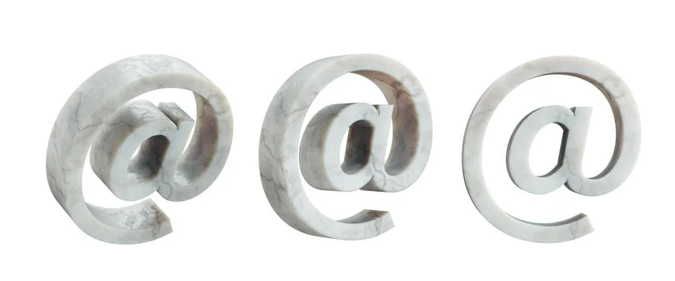 Set of marble e-mail icon isolated on transparent white background Stock Illustration