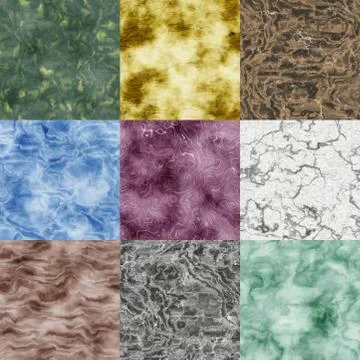 Set of marble seamless generated textures Stock Illustration