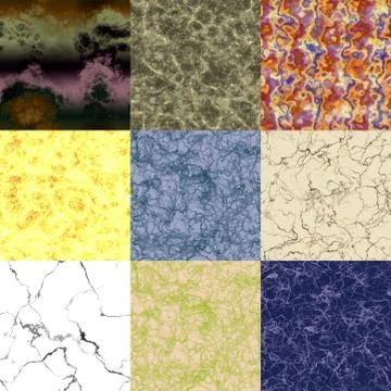 Set of marble seamless generated textures Stock Illustration