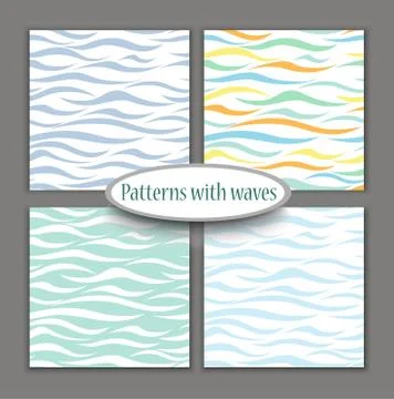 Set of marine different seamless patterns. Vector illustration for nautical イラスト素材