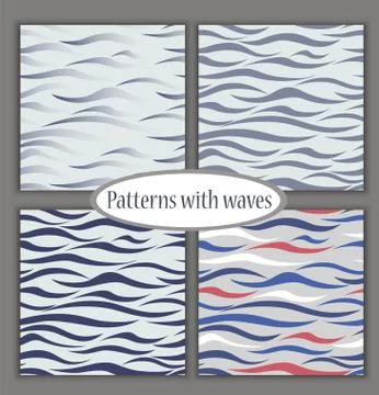 Set of marine different seamless patterns. Vector 스톡 일러스트