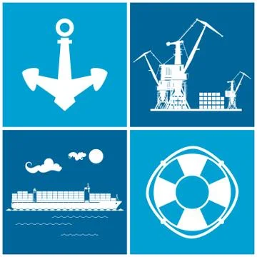 Set of maritime icons, vector illustration Stock-Illustration