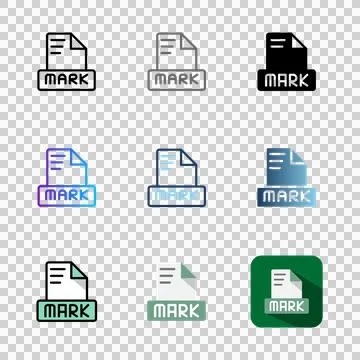 Set of markdown file format icons, with stylish color choices and attractive  Stock Illustration