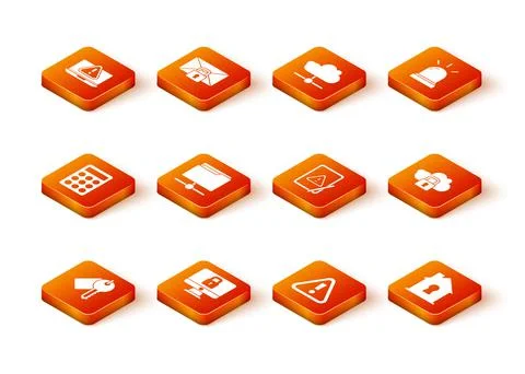 Set Marked key, Lock on computer monitor, Password protection, FTP folder 스톡 일러스트