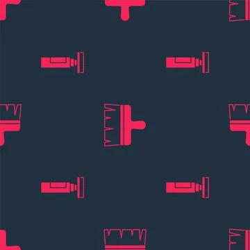 Set Marker pen and Paint brush on seamless pattern. Vector Stock Illustration