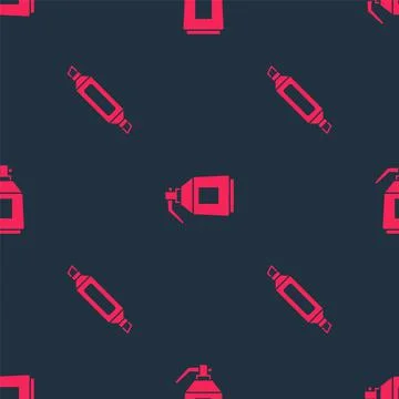 Set Marker pen and Paint spray gun on seamless pattern. Vector Stock Illustration