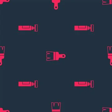 Set Marker pen and Paint brush on seamless pattern. Vector Illustrazione stock