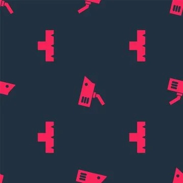 Set Marker pen attachment and Security camera on seamless pattern. Vector Stock Illustration