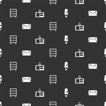 Set Marker pen, Mail and e-mail, Archive papers drawer and Identification b.. Stock Illustration