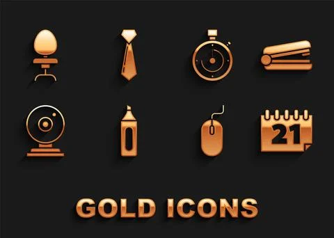 Set Marker pen, Office stapler, Calendar, Computer mouse, Web camera, Briefcase 스톡 일러스트