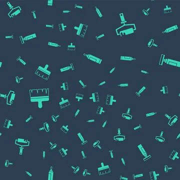 Set Marker pen, Paint roller brush, and on seamless pattern. Vector Stock Illustration