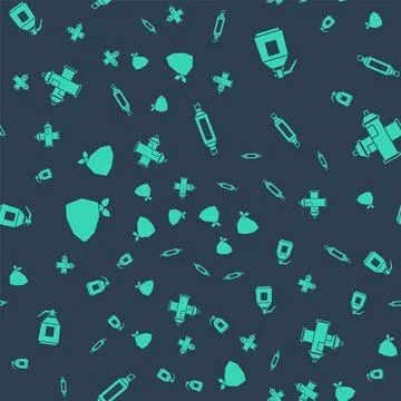 Set Marker pen, Paint spray gun, Vandal and can on seamless pattern. Vector 库存插图