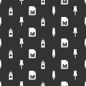 Set Marker pen, Push pin, Paint spray can and ID File document on seamless Stock Illustration