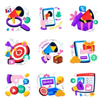 Set of Marketing Flat Illustrations Stock Illustration