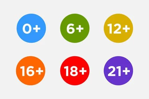 Set marks age limit sing restriction. Vector icons for children censoring con 스톡 일러스트