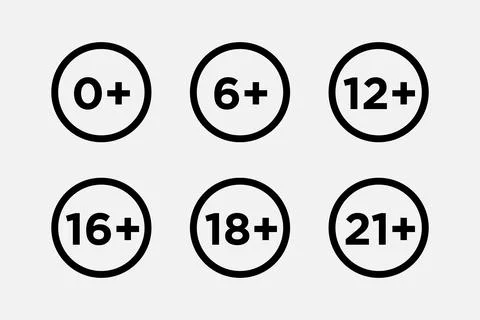 Set marks age limit sing restriction. Vector icons for children censoring con 스톡 일러스트