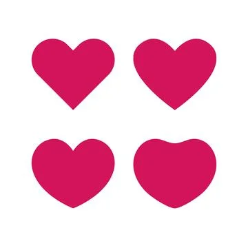 Set of maroon hearts decorative flat shapes Stock Illustration