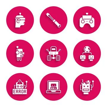 Set Mars rover, Creating robot, Broken, Artificial intelligence, Error, Robot Stock Illustration