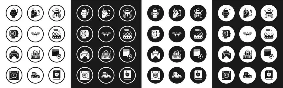 Set Mars rover, Drone, Humanoid robot, Robot, Industrial production of robots Stock Illustration