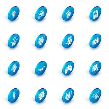 Set Mars rover, Robot, Technical specification, low battery charge, Battery.. Stock Illustration