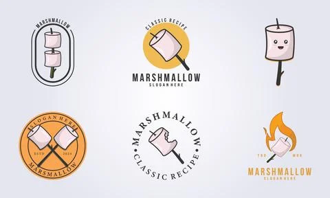 Set of marshmallow logo vector illustration template icon graphic design Stock Illustration