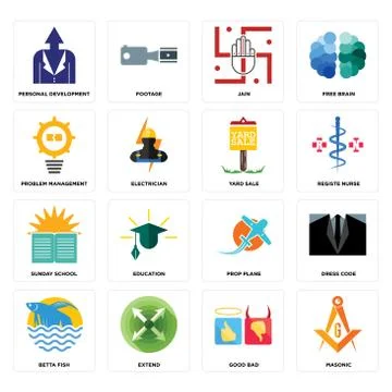 Set of masonic, good bad, betta fish, prop plane, sunday school, yard sale, p 無料イラスト素材