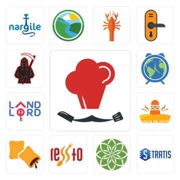 Set of master chef, stratis, jasmine, , krave, cinco de mayo, landlord, earth Free Stock Illustration