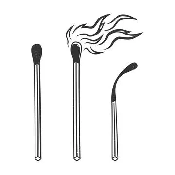 Set of matches. Vector illustrations. Matches stick, burning lighter match wi Illustrazione stock